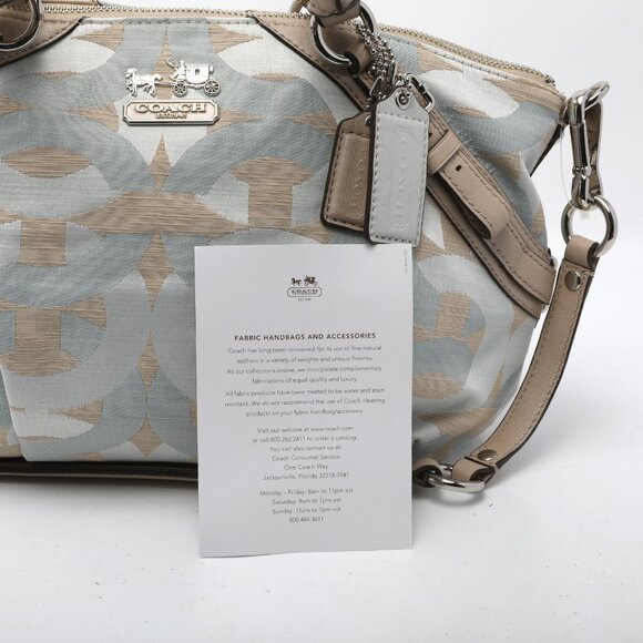 COACH Madison Shantung Sophia Satin Leather Shoulder Bag Purse Silver Bay Mist - Picture 10 of 15